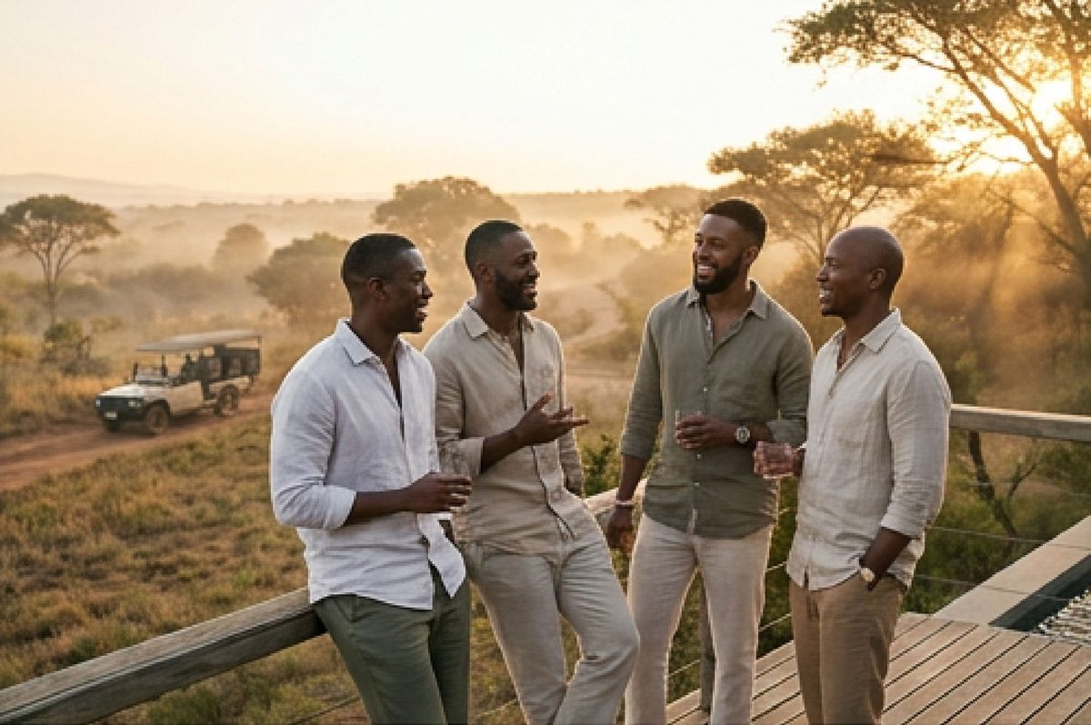 Group of friends on a boys' getaway trip in Southern Africa